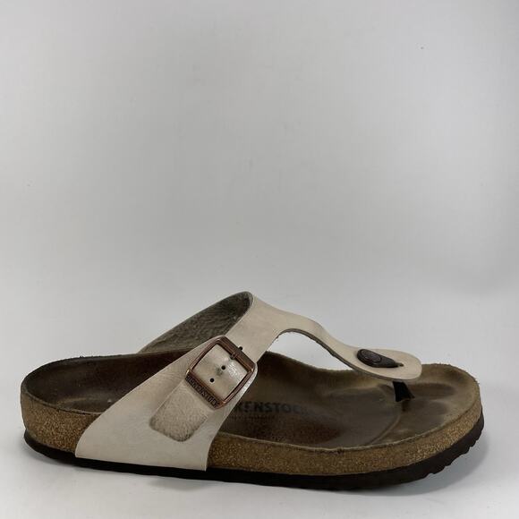 Birkenstock Gizeh Sandals Womens Size 41 Size 10-10.5 Beige Pearl Flip Flops - Picture 1 of 9